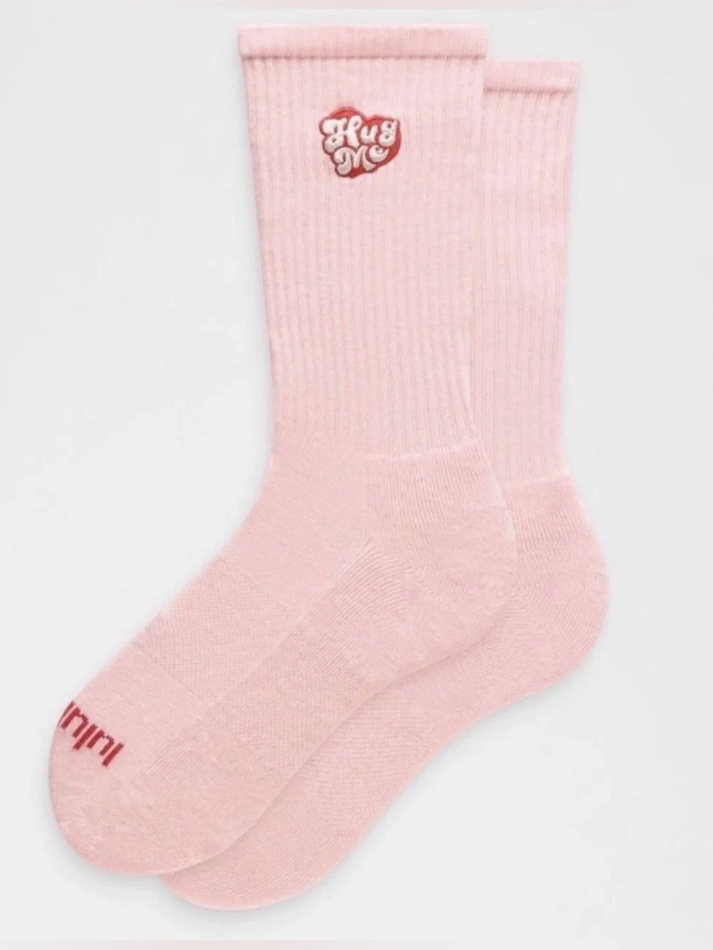 Lululemon Hug Me Daily Essential Crew Socks Pink Red Heart Large NWT Limited Ed.